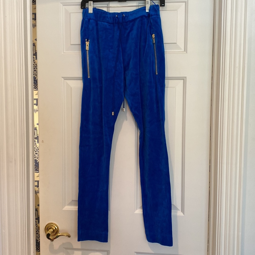 Alexandere Vauthier Blue velour track pants